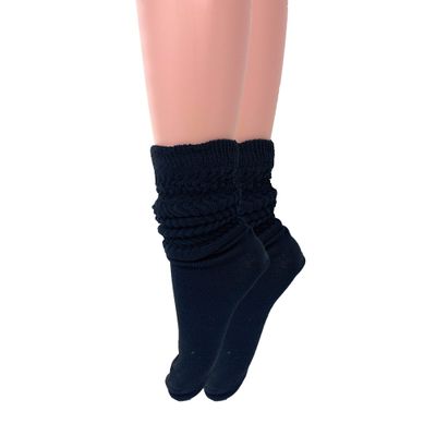 AWS/American Made Slouch Scrunch Lightweight Socks for Women Shoe Size 5 to 10 (Black - 1 Pair)