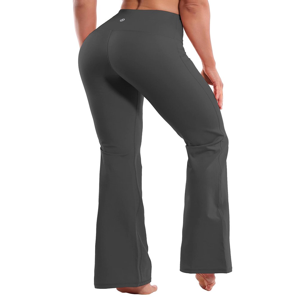 BUBBLELIME 29"/31"/33"/35"/37" 4 Styles Women's High Waist Bootcut Yoga Pants - Basic Nylon_SHADOWCHARCOAL XXL-31 Inseam(1)