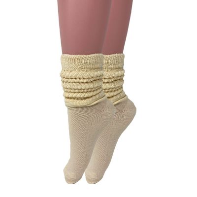 AWS/American Made Slouch Scrunch Lightweight Socks for Women Shoe Size 5 to 10 (Ecru - 1 Pair)