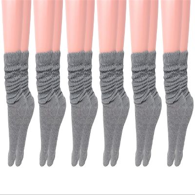 AWS/American Made Slouch Scrunch Lightweight Socks for Women Shoe Size 5 to 10 (Gray - 6 Pair)