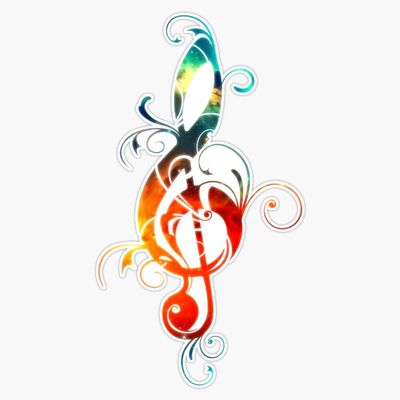 CNW Studio Love Music, Clef, Treble Clef, Musician, Festival, Choir, Band Vinyl Waterproof Sticker Decal Car Laptop Wall Window Bumper Sticker 5"