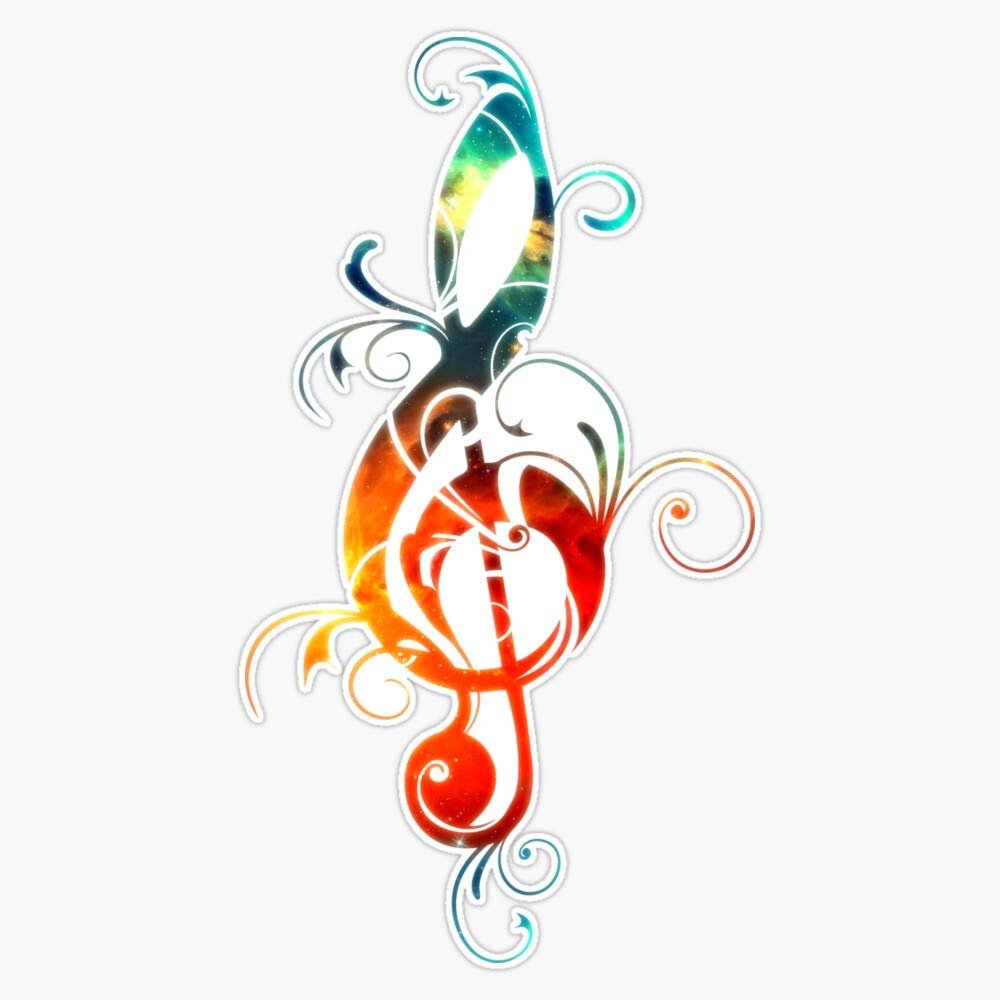 CNW Studio Love Music, Clef, Treble Clef, Musician, Festival, Choir, Band Vinyl Waterproof Sticker Decal Car Laptop Wall Window Bumper Sticker 5"