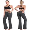 BUBBLELIME 29"/31"/33"/35" 4 Styles Women's High Waist Bootcut Yoga Pants - Out Pockets_SHADOWCHARCOAL M-29 Inseam(1) view 2