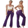 BUBBLELIME 29"/31"/33"/35" 4 Styles Women's High Waist Bootcut Yoga Pants - Out Pockets_EGGPLANTPURPLE XL-33 Inseam(1) view 2