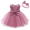 Toddler Girls Easter Tutu Gown Ruffles Dress Kids Christmas Formal Party Dresses with Headwear (Dusty Pink,6-12 Months) view 1