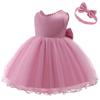 Toddler Girls Easter Tutu Gown Ruffles Dress Kids Christmas Formal Party Dresses with Headwear (Dusty Pink,6-12 Months) view 4