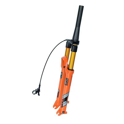 Jejy 26/27.5/29 Inch Travel140mm Ultralight Front Forks Mountain Bicycle, Magnesium Alloy Straight/Tapered 1-1/8" Suspension Fork Orange MTB Accessories (Color : Tapered Remote Lockout, Size : 29)