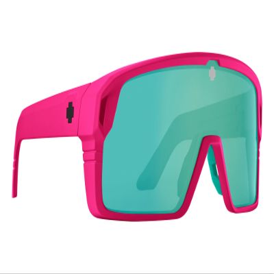 Spy Optic Monolith, Cylindrical Shield Sunglasses, Color and Contrast Enhancing Lenses, Matte Neon Pink - Happy Bronze Light Green Spectra Mirror Lenses