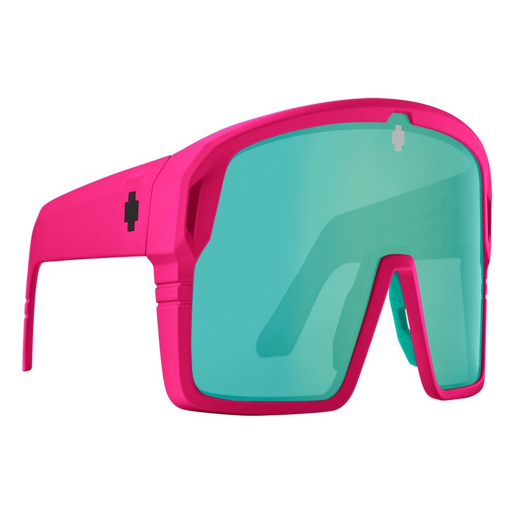 Spy Optic Monolith, Cylindrical Shield Sunglasses, Color and Contrast Enhancing Lenses, Matte Neon Pink - Happy Bronze Light Green Spectra Mirror Lenses