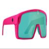Spy Optic Monolith, Cylindrical Shield Sunglasses, Color and Contrast Enhancing Lenses, Matte Neon Pink - Happy Bronze Light Green Spectra Mirror Lenses view 1