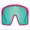 Spy Optic Monolith, Cylindrical Shield Sunglasses, Color and Contrast Enhancing Lenses, Matte Neon Pink - Happy Bronze Light Green Spectra Mirror Lenses view 2