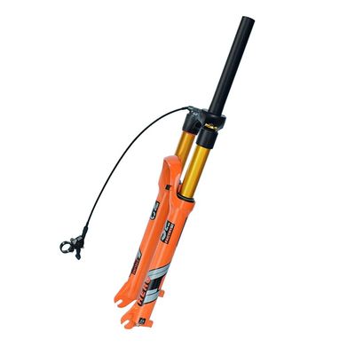 Jejy 26/27.5/29 Inch Travel140mm Ultralight Front Forks Mountain Bicycle, Magnesium Alloy Straight/Tapered 1-1/8" Suspension Fork Orange MTB Accessories (Color : Straight Remote Lockout, Size : 26)