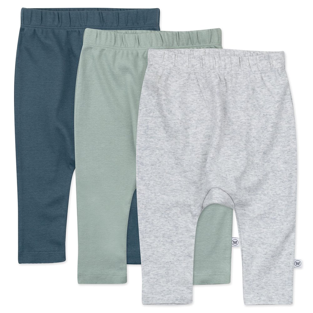 HonestBaby Baby Infant Organic Cotton Cuff-Less Harem Pants Multi-Pack, 3-Pack Morning Mountains, 24 Months