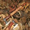 HUNTEX Brand New Handmade-Forged High Carbon Steel Blade 22 Inch Long Hunting Camping Battle Viking Bearded Godzilla Axe, Rosewood Leather Stripe Wrapped Handle w/Bullhide Leather Sheath view 1