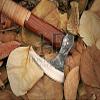 HUNTEX Brand New Handmade-Forged High Carbon Steel Blade 22 Inch Long Hunting Camping Battle Viking Bearded Godzilla Axe, Rosewood Leather Stripe Wrapped Handle w/Bullhide Leather Sheath view 2