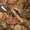 HUNTEX Brand New Handmade-Forged High Carbon Steel Blade 22 Inch Long Hunting Camping Battle Viking Bearded Godzilla Axe, Rosewood Leather Stripe Wrapped Handle w/Bullhide Leather Sheath view 3