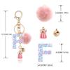 OKAICEN Pink-Purple Resin Alphabet Initial Letter Keychain Key Ring for Women Grils Purse Handbags with Faux Rabbit Fur Ball Pom('F') view 2