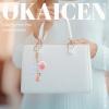OKAICEN Pink-Purple Resin Alphabet Initial Letter Keychain Key Ring for Women Grils Purse Handbags with Faux Rabbit Fur Ball Pom('F') view 3