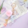 OKAICEN Pink-Purple Resin Alphabet Initial Letter Keychain Key Ring for Women Grils Purse Handbags with Faux Rabbit Fur Ball Pom('F') view 4