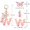 OKAICEN Fashion Alphabet Initial Letter Keychain Tassel Butterfly Pendant Key Ring for Purse Handbags Women Girl ('W') view 2