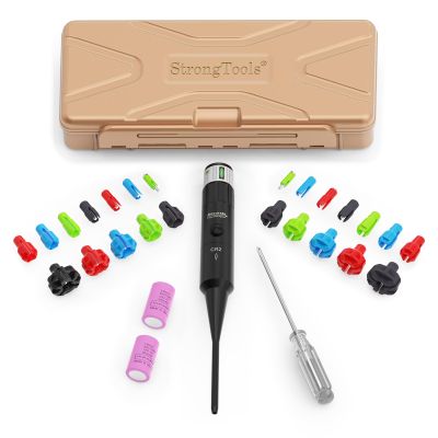 StrongTools Professional Green Laser Boresighter, 24 Adapters & Button Switch, Universal for 0.17 to 12GA, High-Visibility Day-Bright Boresight for Hunting and Range