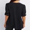 Andongnywell Women's V-Neck Zipper Long Sleeve Pull Sleeve Loose Chiffon Shirts Tops Blouse T-Shirt (Red,6,3X-Large) view 2