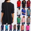 Andongnywell Women's V-Neck Zipper Long Sleeve Pull Sleeve Loose Chiffon Shirts Tops Blouse T-Shirt (Red,6,3X-Large) view 3