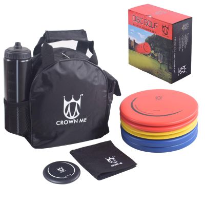 Disc Golf Set, Includes 1pc Bag with Water Bottle Pocket and Accessory Pocket, 2 Drivers, 2 Mid-Ranges, 2 Putters, 1 Mini Disc Marker and 1 Towel