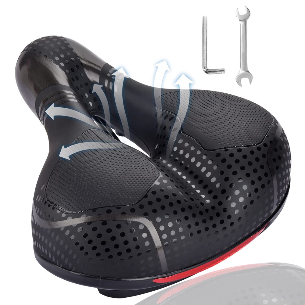 feizheng Comfort Wide Bike Seat for Women and Men,Most Comfortable Gel Bicycle Seat with Dual Shock Absorbing,Premium Bicycle Saddle Memory Foam Waterproof,Universal Fit for Exercise Bike