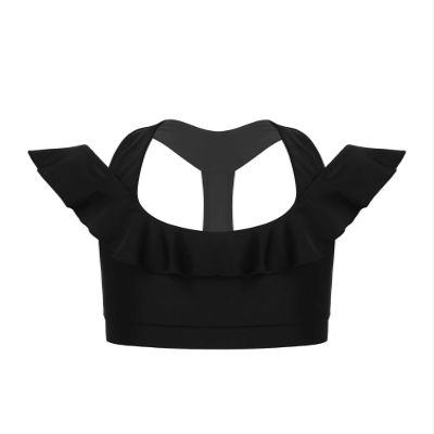 Freebily Kid Big Girl Yoga Sport Bra Top U Neck Shoulder Strap Camisole Vest Training Bras Athletic Crop Tops Dancewear Black 14 Years