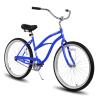 HH HILAND Beach Cruiser Bike for Adults, 26 inch Step-Through Frame Womens Bicycle, Single Speed City Bike Commuter Bicycle for Women, Rear Coaster Brakes, Black Blue Red view 1