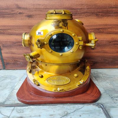 Antique Scuba Diving Divers Helmet US Navy Mark V Deep Sea Marine Divers with Base