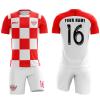 ORKY Men Soccer Jersey with Short, Kids Customize Name Number Team Uniform, Croatia Fan Boy Girl Sport Shirt (Red, 120cm view 2