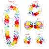 PHOGARY 8 Pack Hula Skirt Costume Kit for Hawaii Luau Party - Dancing Hula with Flower Bikini Top, Hawaiian Lei, Hibiscus Hair Clip, Pineapple Sunglasses for Women (Green) view 3