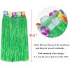 PHOGARY 8 Pack Hula Skirt Costume Kit for Hawaii Luau Party - Dancing Hula with Flower Bikini Top, Hawaiian Lei, Hibiscus Hair Clip, Pineapple Sunglasses for Women (Green) view 4