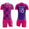 ORKY Men Soccer Jersey with Short, Kids Customize Name Number Team Uniform, Croatia Fan Boy Girl Sport Shirt (Blue, 160cm view 2