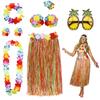 PHOGARY 8 Pack Hula Skirt Costume Kit for Hawaii Luau Party - Dancing Hula with Flower Bikini Top, Hawaiian Lei, Hibiscus Hair Clip, Pineapple Sunglasses for Women (Colorful) view 1
