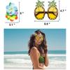 PHOGARY 8 Pack Hula Skirt Costume Kit for Hawaii Luau Party - Dancing Hula with Flower Bikini Top, Hawaiian Lei, Hibiscus Hair Clip, Pineapple Sunglasses for Women (Colorful) view 2