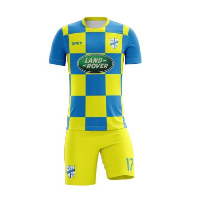 ORKY Men Soccer Jersey with Short, Kids Customize Name Number Team Uniform, Croatia Fan Boy Girl Sport Shirt (Yellow, 100cm