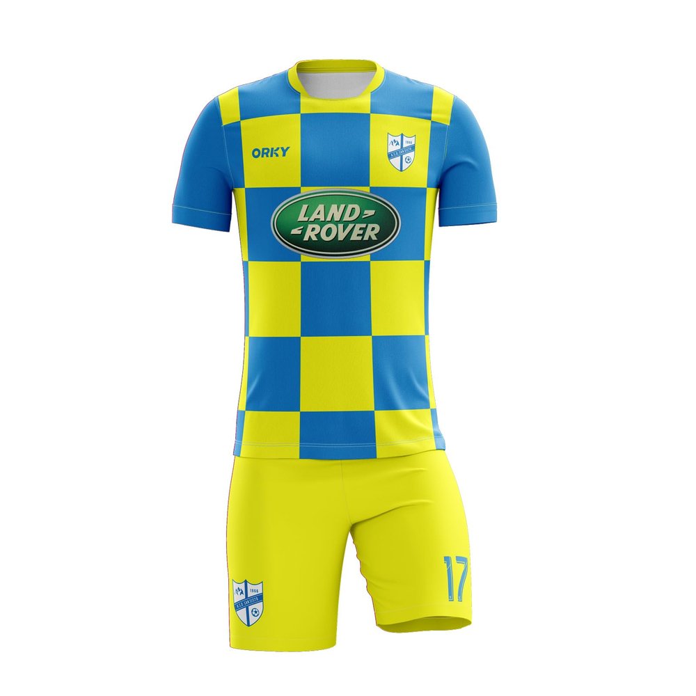 ORKY Men Soccer Jersey with Short, Kids Customize Name Number Team Uniform, Croatia Fan Boy Girl Sport Shirt (Yellow, 100cm