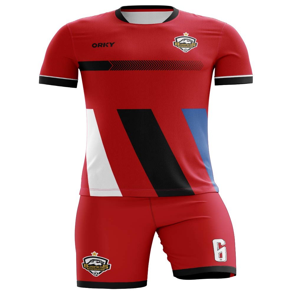 ORKY Custom Soccer Jersey with Short Men Kids Personalize Name Number Uniform for Professional Teaml(Red,160cm)