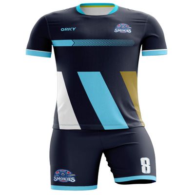 ORKY Custom Soccer Jersey with Short Men Kids Personalize Name Number Uniform for Professional Teaml(Blue,150cm)