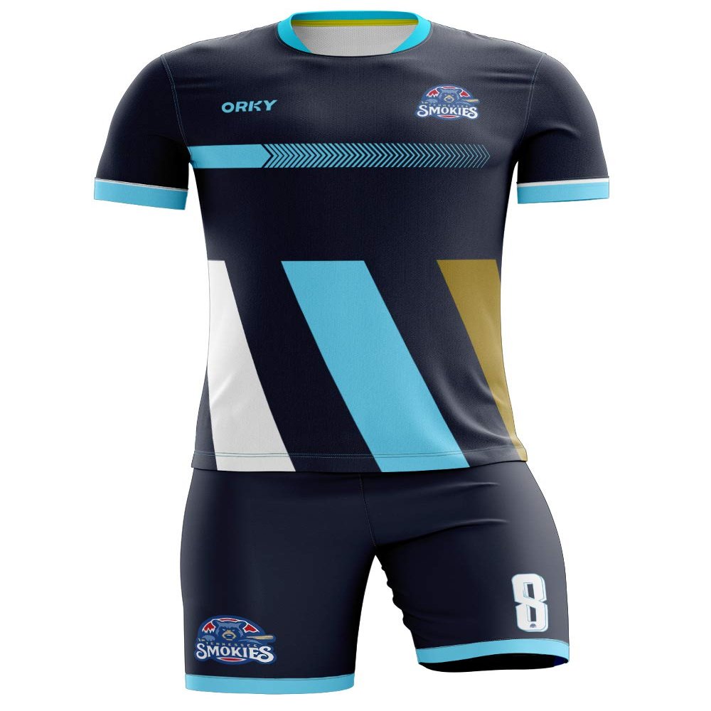 ORKY Custom Soccer Jersey with Short Men Kids Personalize Name Number Uniform for Professional Teaml(Blue,150cm)