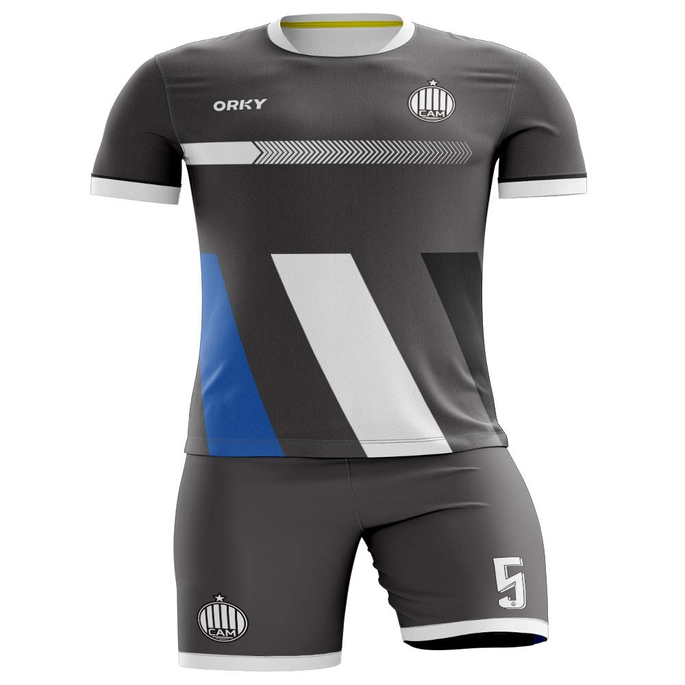 ORKY Custom Soccer Jersey with Short Men Kids Personalize Name Number Uniform for Professional Teaml(Grey,150cm)