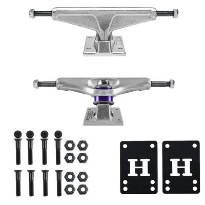 Venture Skateboard Trucks Std Polished 5.0 High - 7.63" + Risers & Hardware Kit