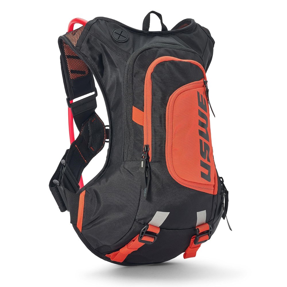 USWE Moto Hydro 12L Hydration Pack with 3.0L/ 100oz Water Bladder, a High End, Bounce Free Backpack for Enduro and Off-Road Motorcycle, Black Orange