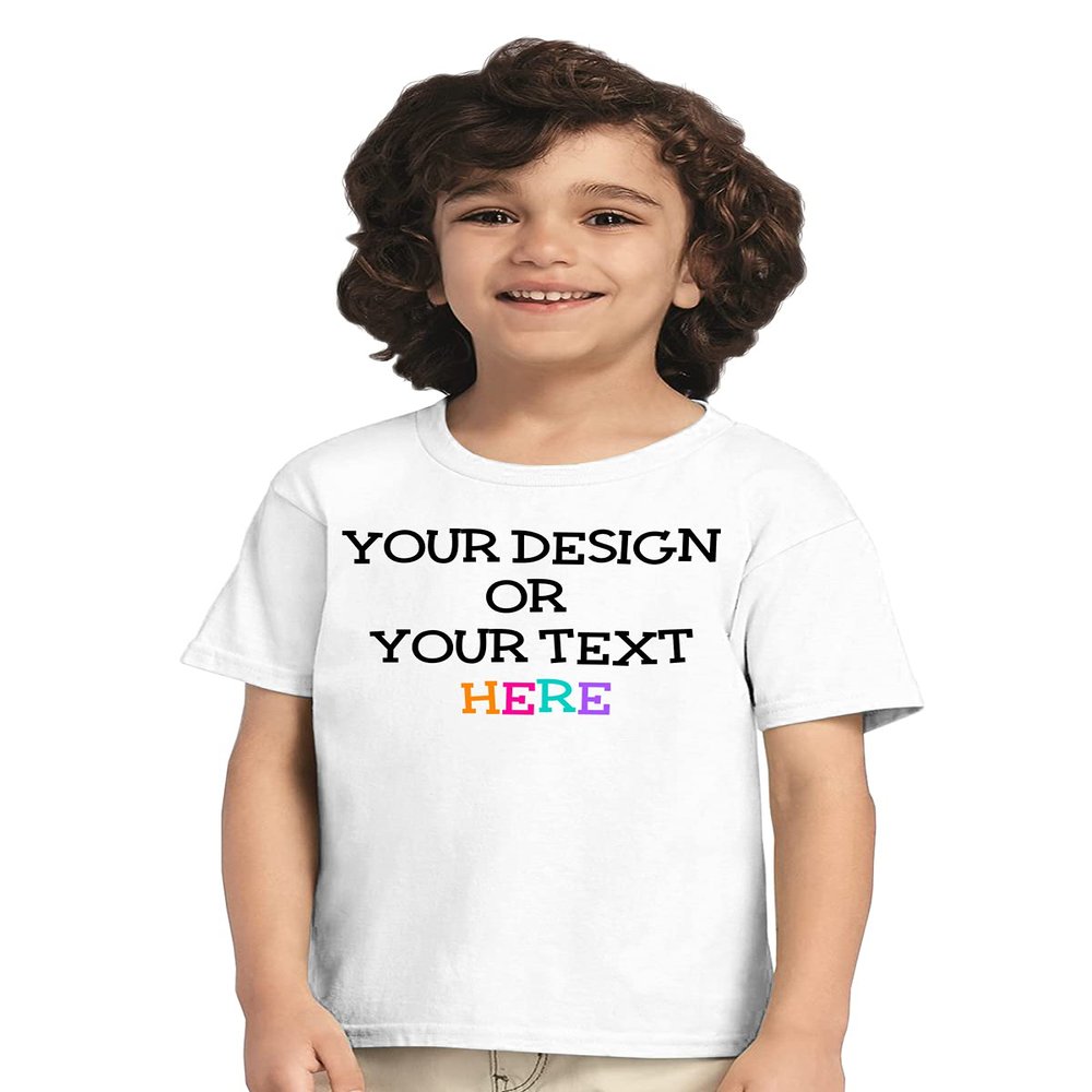 Custom Shirt Toddlers Boys Girls Personalized Text T-Shirt Front/Back Print White 4T