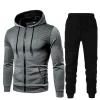 Maryia 2 Piece Hoodie Outfits for Men Casual Compression Comfy Workout Running Fitness Tracksuit Sets Gray view 2