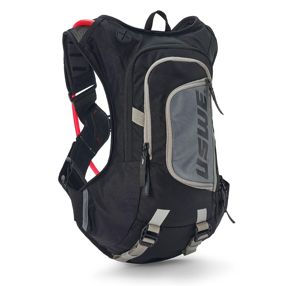 USWE Moto Hydro 8L Hydration Pack with 3.0L/ 100oz Water Bladder, a High End, Bounce Free Backpack for Enduro and Off-Road Motorcycle, Black Grey
