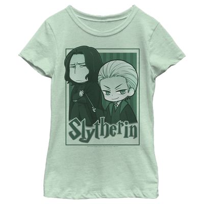 Fifth Sun girls Harry Potter and the Deathly Hallows Slytherin Chibi Short Sleeve Tee T Shirt, Mint, X-Small US